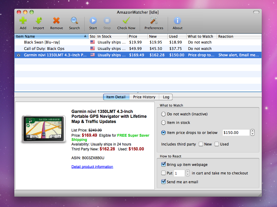 AmazonWatcher for Mac OS X
