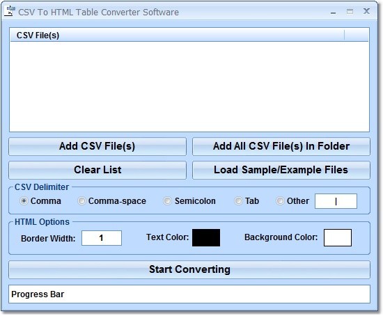 CSV To HTML Table Converter Software