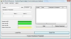 Checkbook Register Ledger in Excel to balance your checkbook