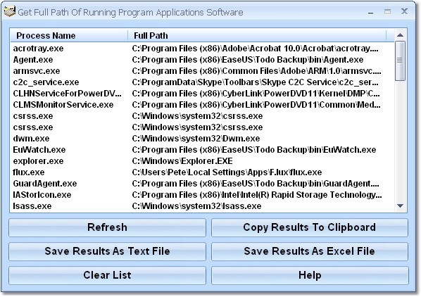 Get Full Path Of Running Program Applications Software
