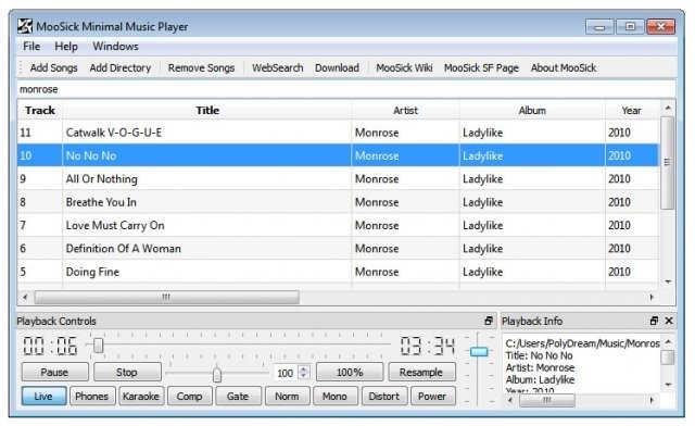 MooSick Minimal Music Player for Mac and Linux