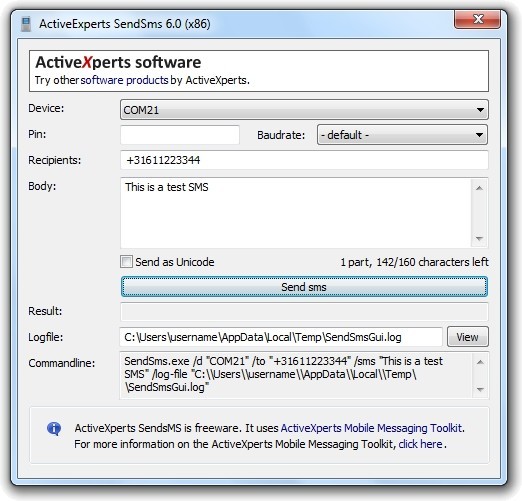 ActiveXperts SendSMS x64