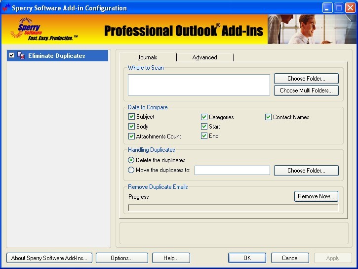 Duplicate Journals Eliminator for Outlook 2000, 2002, 2003