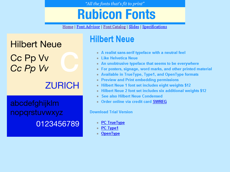 Hilbert Neue Fonts Type1