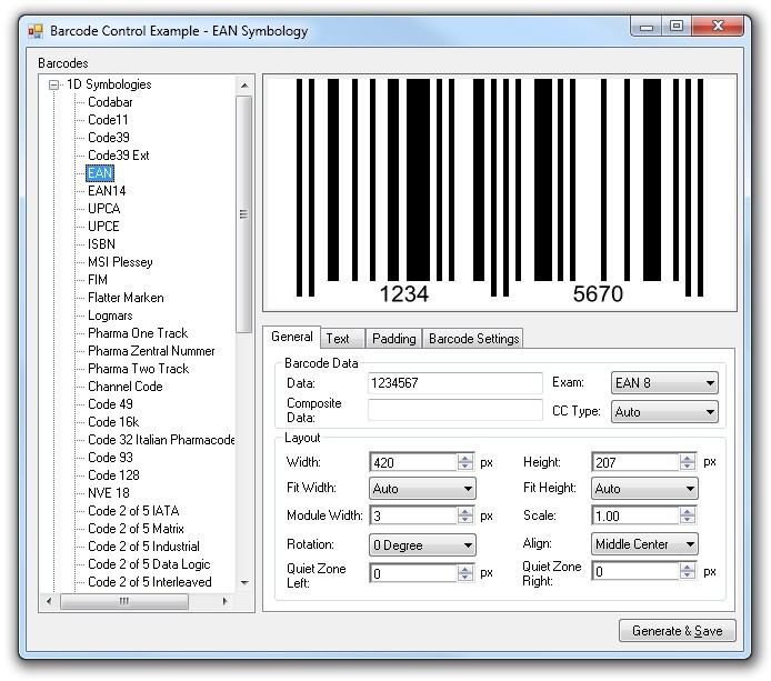 .NET Barcode Component for WinForms