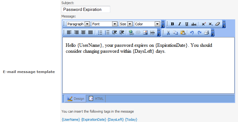 Virto SharePoint Password Expiration