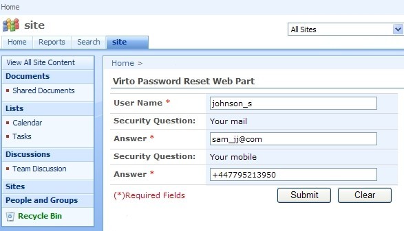 Virto SharePoint Password Reset Web Part