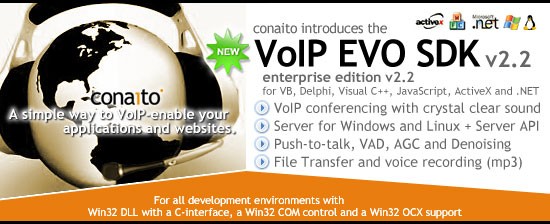 VoIP EVO SDK with DLL, OCX/ActiveX, COM, C-interface and .NET for Windows and Linux