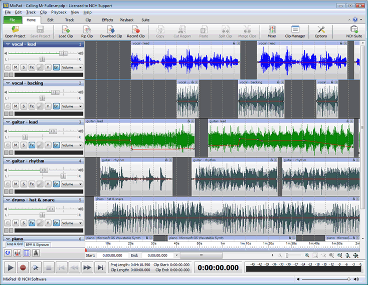 MixPad Multitrack Audio Recorder and Mixer