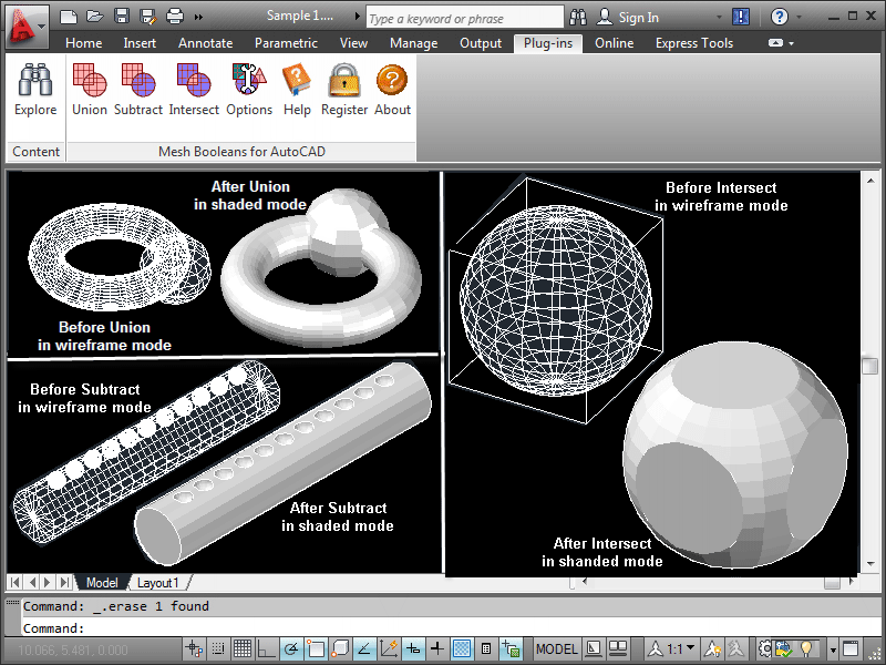 Mesh Booleans for AutoCAD