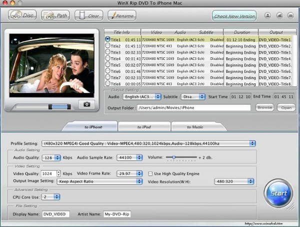 WinX Rip DVD to iPhone Mac