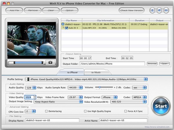 WinX FLV to iPhone Converter for Mac