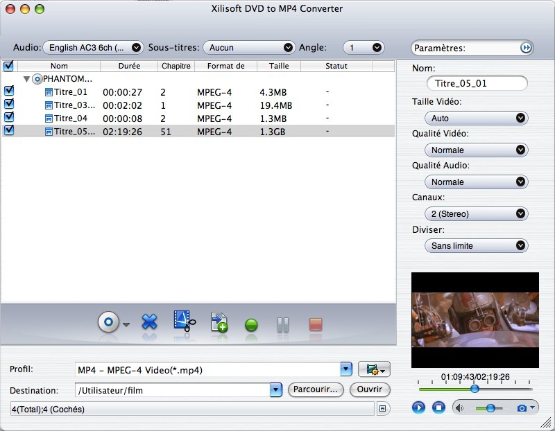 Xilisoft DVD en MP4 Convertisseur Mac