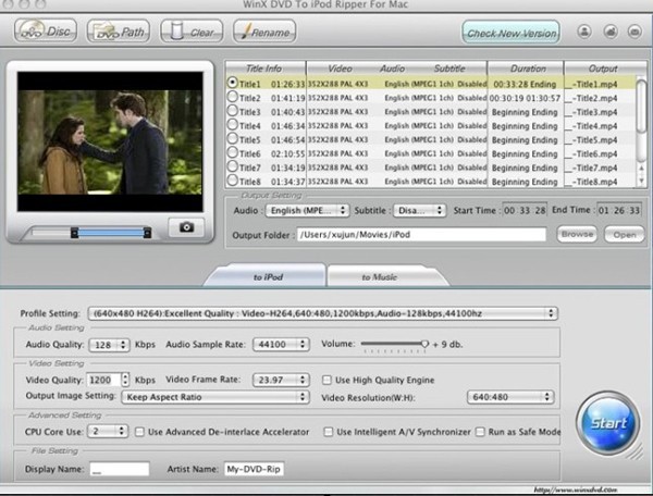 WinX DVD to iPod Ripper for Mac