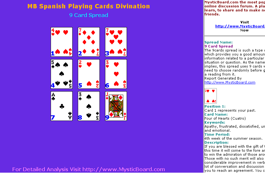 MB Spanish Playing Cards Divination