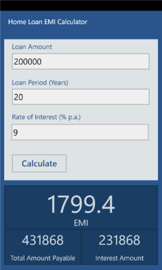 Download free Home Loan EMI Calculator by Monika Yadav v.1.0.0.0